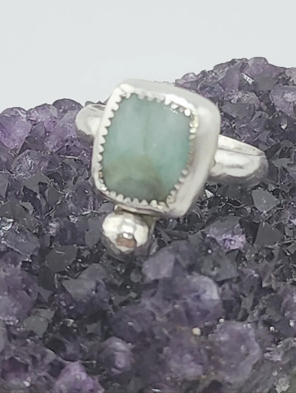 EMERALD GENUINE GEM HANDMADE RING IN STERLING SILVER SIZE 8